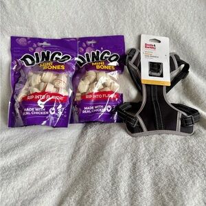 Dingo Mini Bones with Real Chicken & Dog Harness Bundle